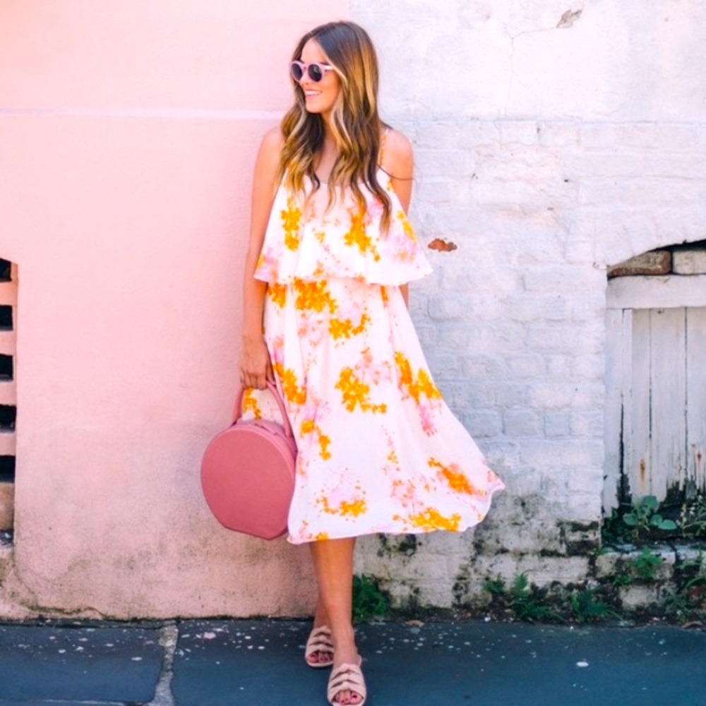 Anthropologie Paper Crown Floral Magnolia Dress
